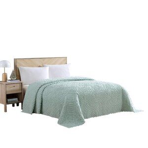 NWT Beatrice Home Fashions Wedding Ring Chenille Bedspread Blue Green King